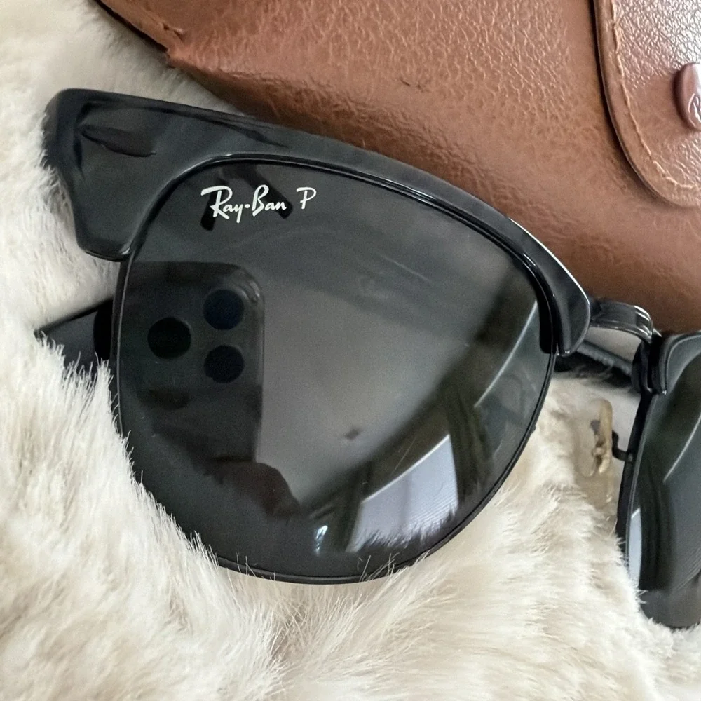 Ray-Ban Clubmaster RB3016 Marble Black Polarized Sunglasses 51mm w/ Case 1305/48